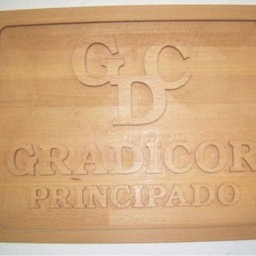 Placa grabada en madera.